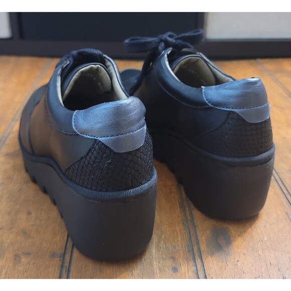 FLY London Black/Graphite Velvet Wedge Loafer-Size EU 40-P501347000 - Picture 4 of 7